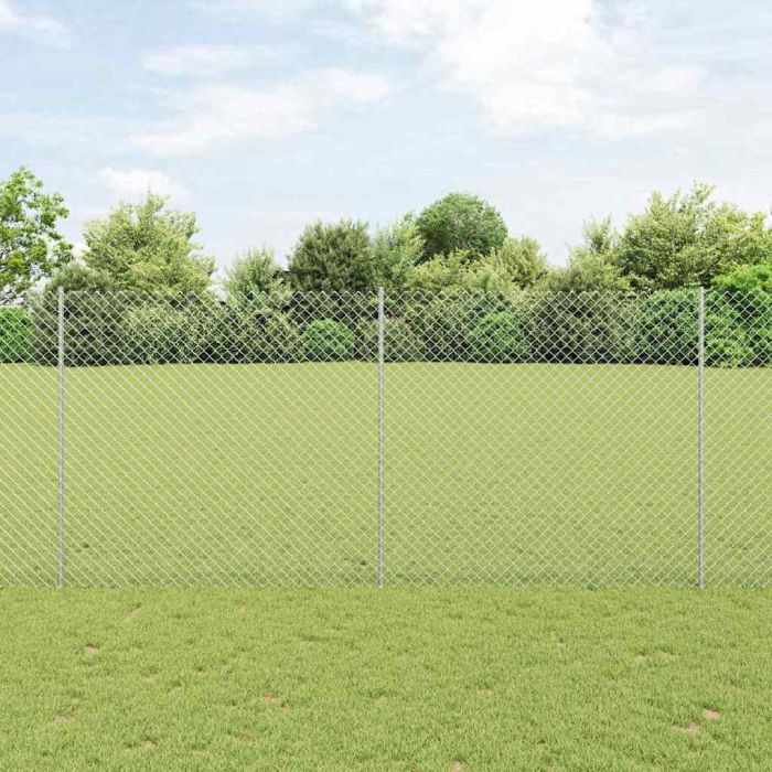 Chain Link Fence with 20 U Posts Silver 1.4x10 m Steel