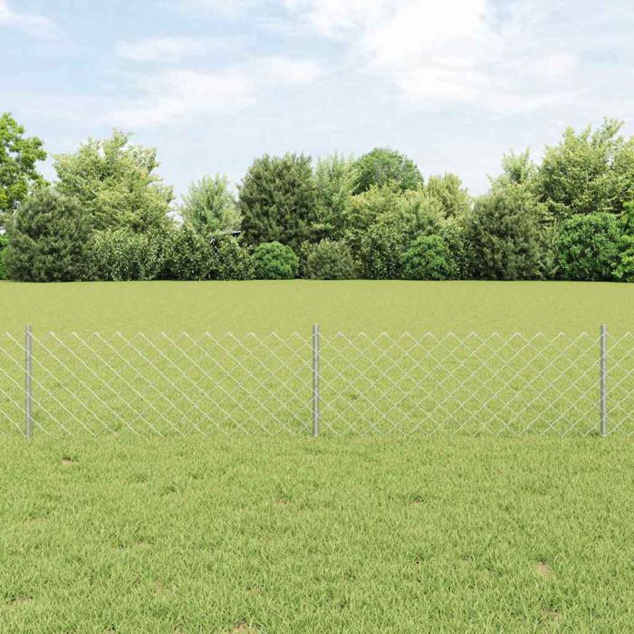 Chain Link Fence with 22 U Posts Silver 0.4x25 m Steel