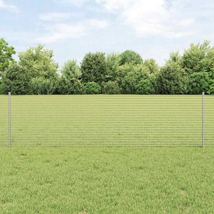 Welded Wire Fence with 10 U Posts Silver 0.6x25 m Steel