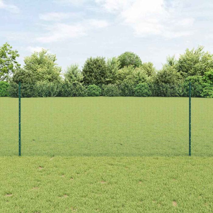 Welded Wire Fence with 22 U Posts Green 1x50 m Steel