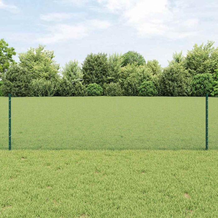 Welded Wire Fence with 44 U Posts Green 0.6x100 m Steel