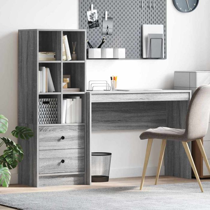 Desk with Storage Grey Sonoma Engineered Wood
