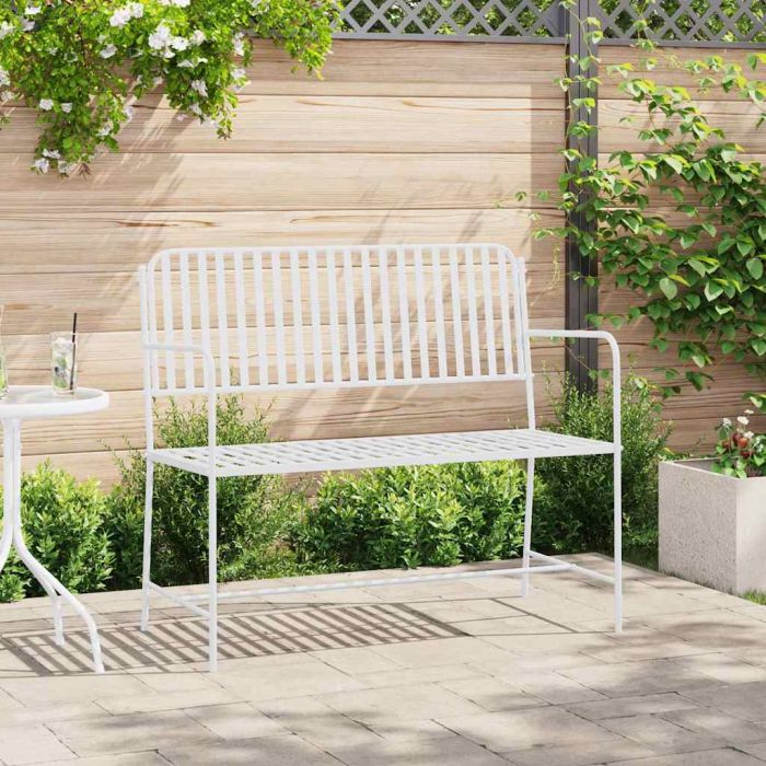 NEMVALE Garden Bench Plain 103.5x51.5x90 cm Steel - White