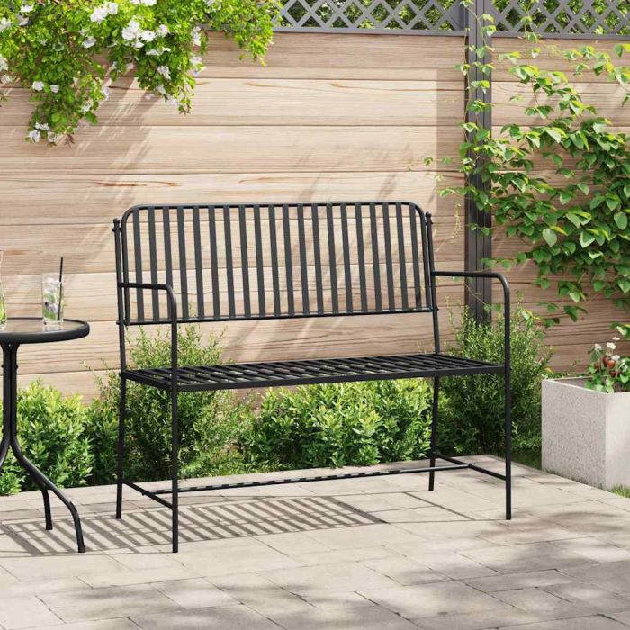 NEMVALE Garden Bench 103.5x51.5x90 cm Steel - Black