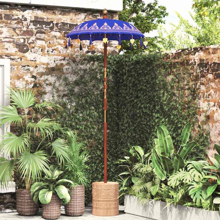 WAHMERE Balinese Parasol 95x95x260 cm Cotton and Wood - Blue