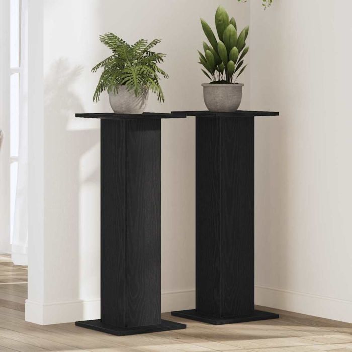 PAVUE Plant Stand 2 pcs 30x30x80 cm Wooden - Black Oak
