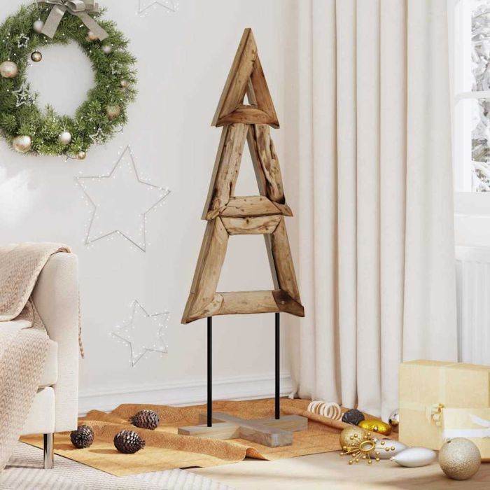 FROSTRO Christmas Tree with Stand Brown 120 cm Solid teak wood