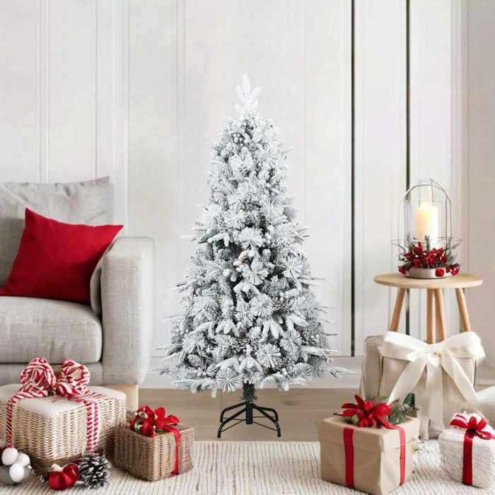 FLOSKA Artificial Hinged Christmas Tree Snow Flocked White 120 cm