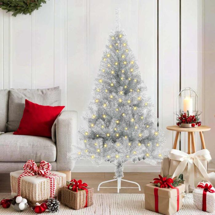 BRIWIN Artificial Pre-lit Christmas Tree Silver 150 cm PET