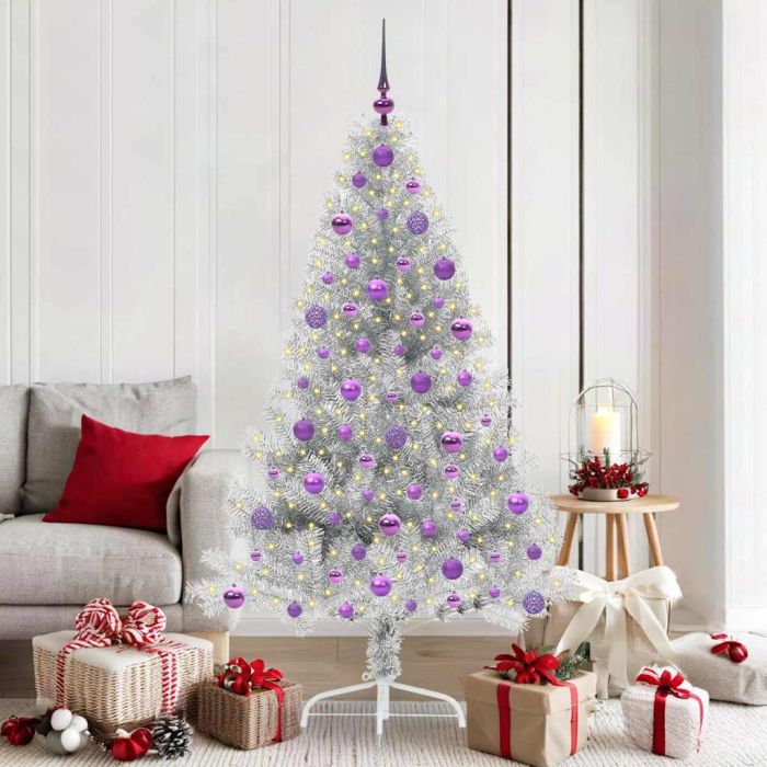 COZZIE Artificial Pre-lit Christmas Tree Silver 180 cm PET