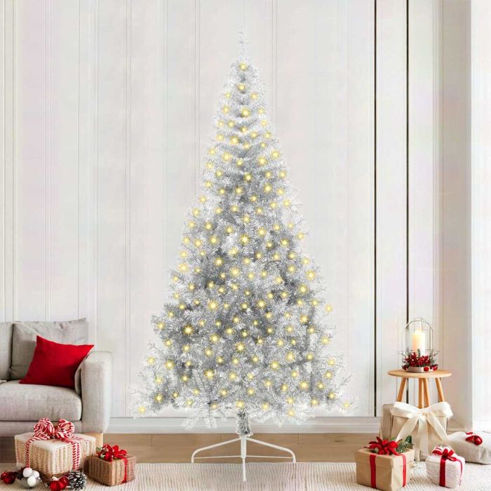 COZZIE Artificial Pre-lit Christmas Tree Silver 240 cm PET