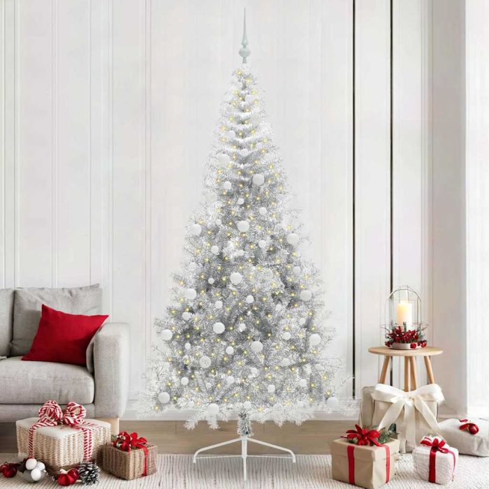 COZZIE Artificial Pre-lit Christmas Tree Silver 240 cm PET