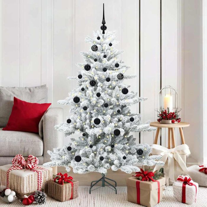 ELSERA Artificial Hinged Christmas Tree with 150 LEDs 150 cm PVC