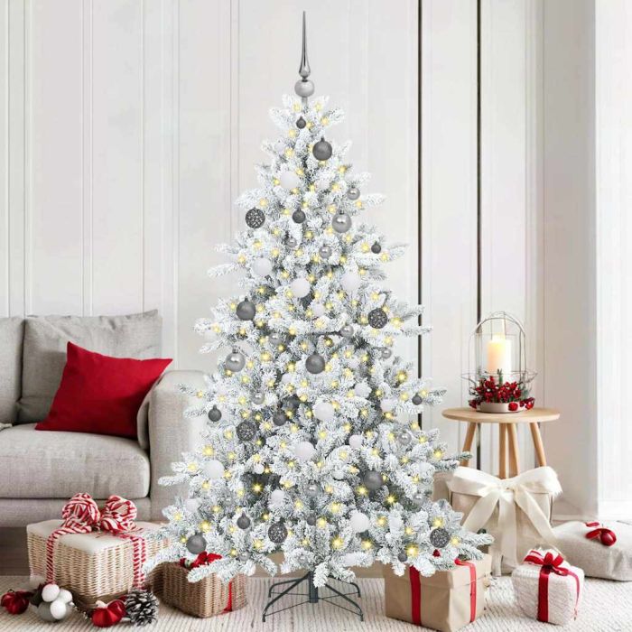 ELSERA Artificial Hinged Christmas Tree with 300 LEDs 180 cm PVC