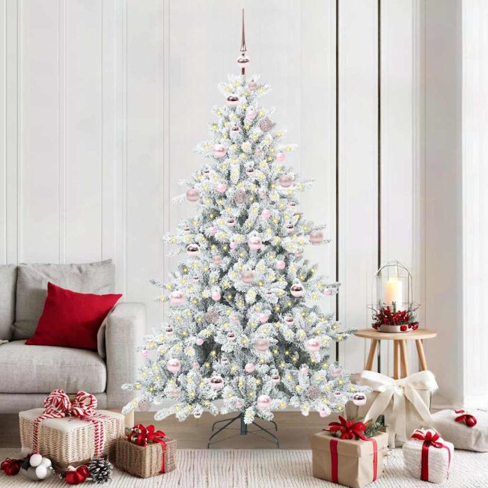ELSERA Artificial Hinged Christmas Tree with 300 LEDs 180 cm PVC