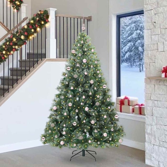 FIRILO Artificial Christmas Tree with 300 LEDs Green 240 cm PE and PVC