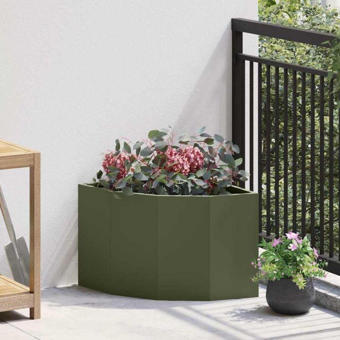 CLSRIDG Corner Planter Olive 45x45x35 cm Steel - Green