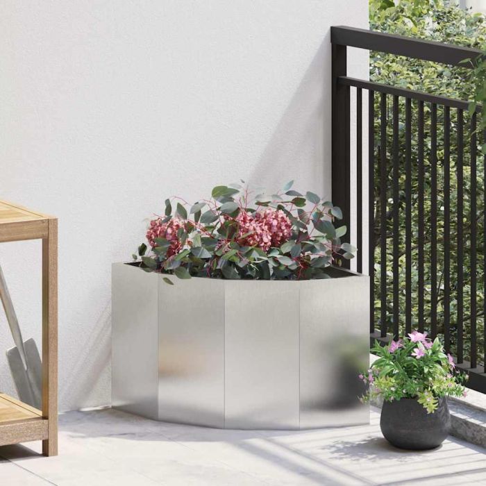 CLSRIDG Corner Planter 45x45x35 cm Stainless Steel - Silver