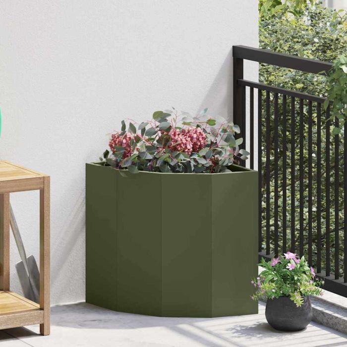 CLSRIDG Corner Planter Olive 45x45x50 cm Steel - Green