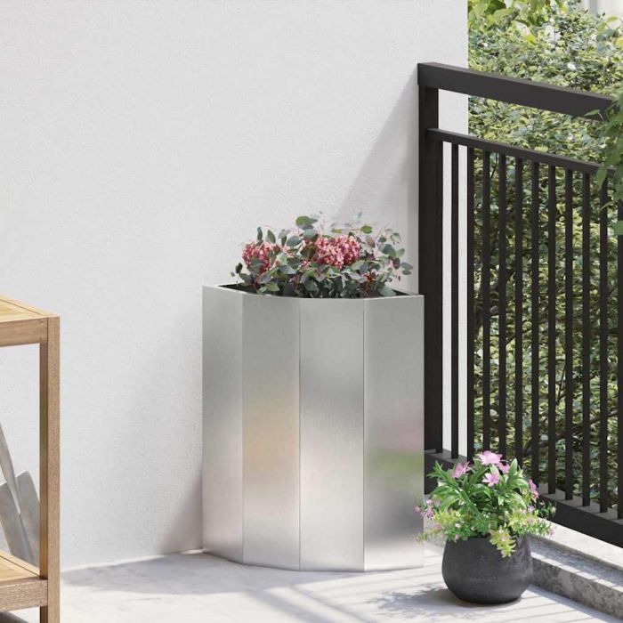 CLSRIDG Corner Planter 30x30x50 cm Stainless Steel - Silver
