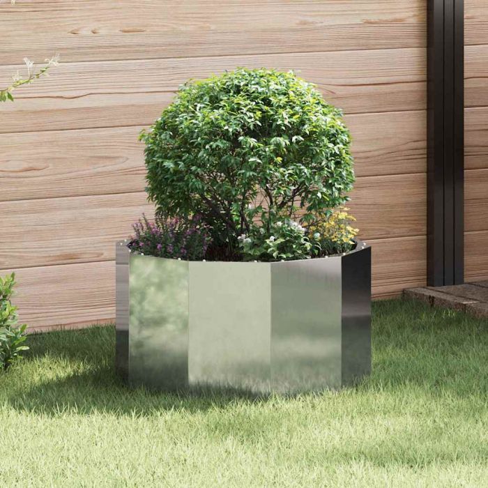 CLSRIDG Planter 60x60x35 cm Galvanised Steel - Silver
