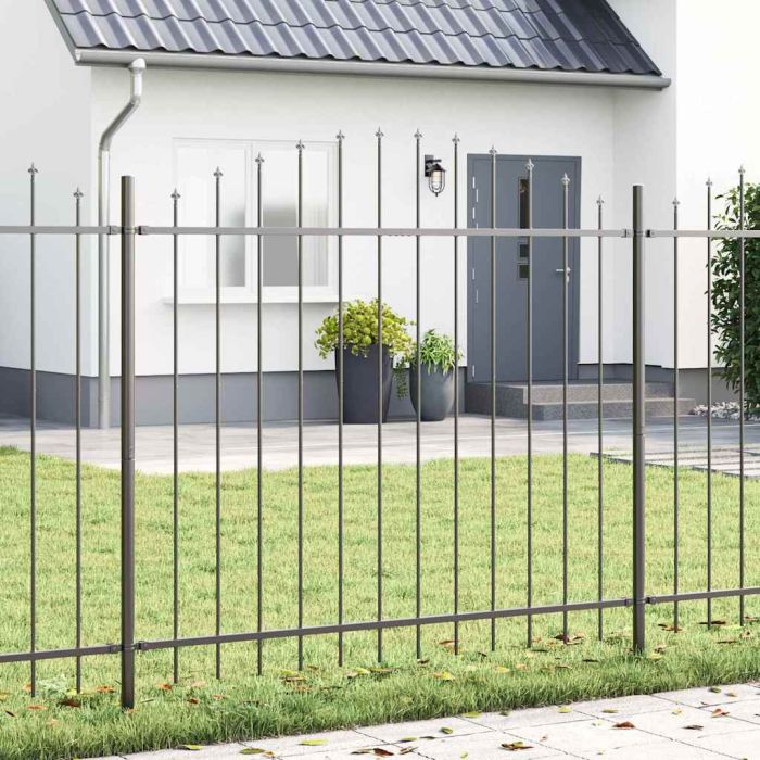 Garden Fence with Hoop Top Grey 6,8x1,25 m Steel
