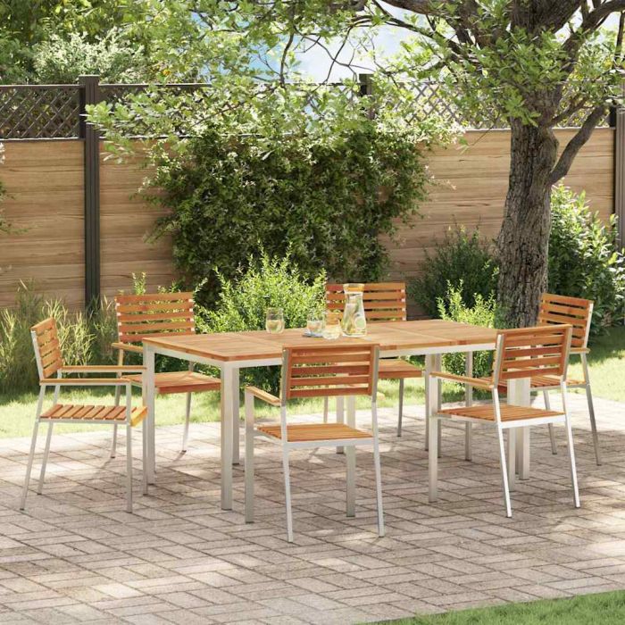 ROASH Garden Dining Set 7 pcs Solid Acacia Wood - Brown