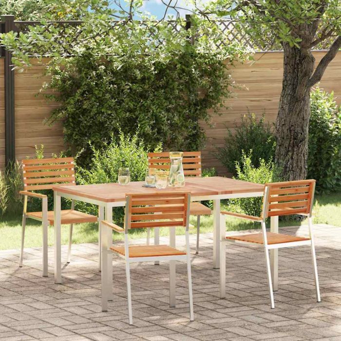 ROASH Garden Dining Set 5 pcs Solid Teak Wood - Brown