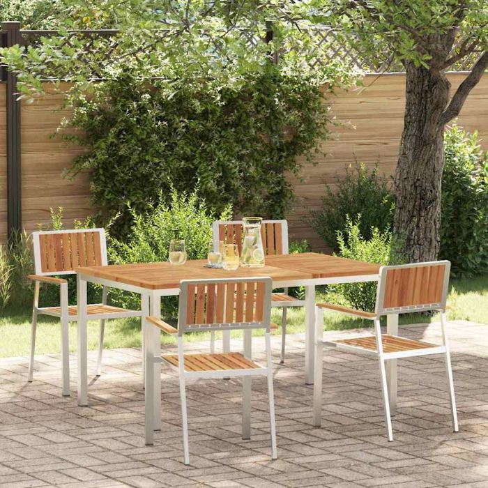 ROASH Outdoor Dining Set 5 pcs Solid Acacia Wood - Brown
