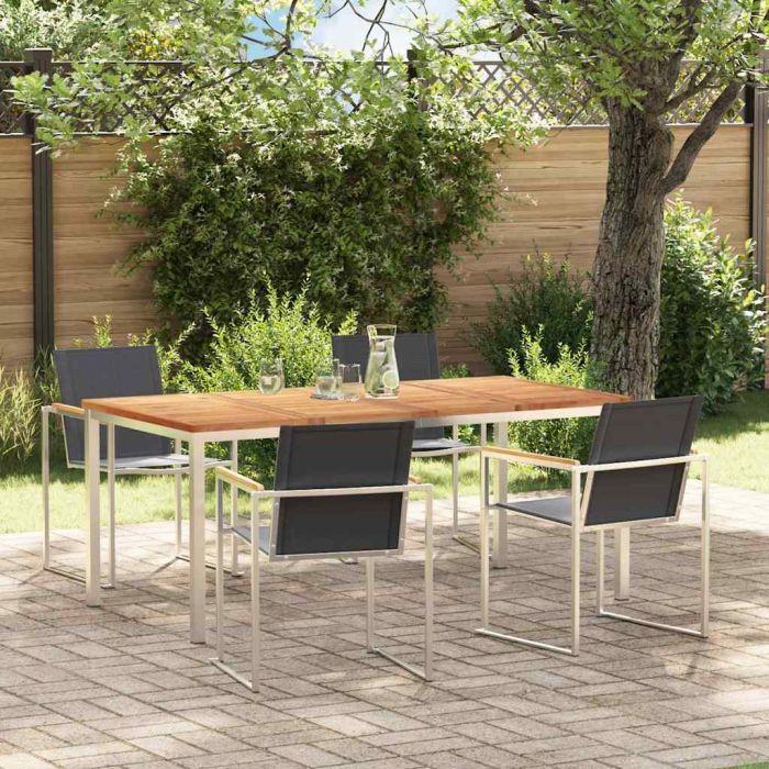 ROASH Garden Dining Set 5 pcs Solid Teak Wood - Brown
