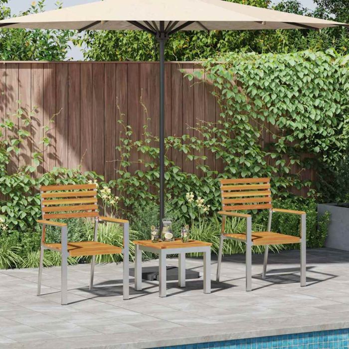 ROASH Garden Dining Set 3 pcs Solid Acacia Wood - Brown