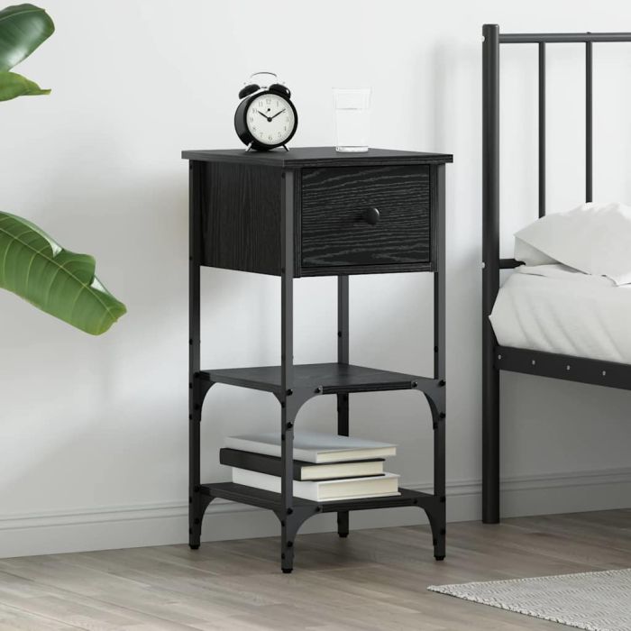 Bedside Cabinet Black Oak 34x36x70 cm Engineered Wood
