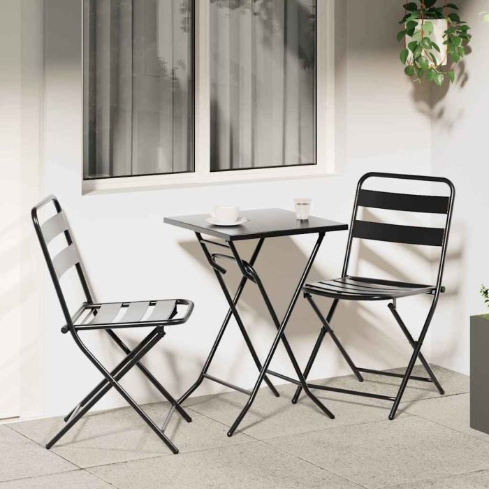 NELCOVE Garden Bistro Set Folding 3 pcs Anthracite Steel