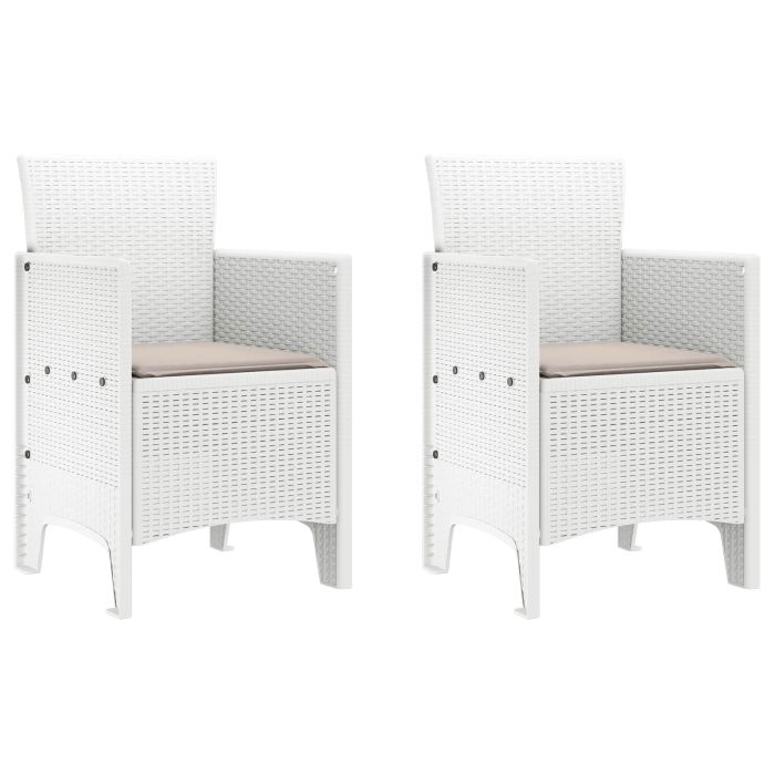 MEFORD Garden Chair 2 pcs 53x49x85 cm Polypropylene - White