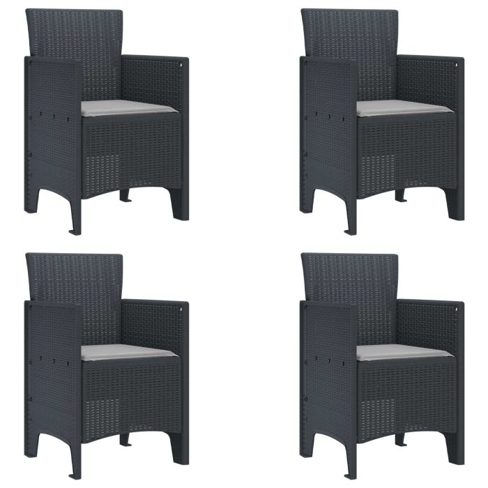 MEFORD Garden Chair 4 pcs Anthracite 53x49x85 cm Polypropylene