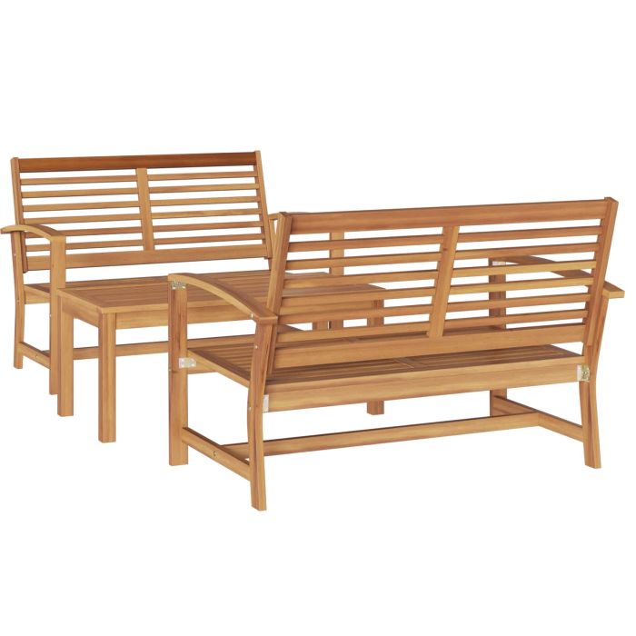 ERMFORD Garden Sofa Set 3 pcs Solid Teak Wood - Natural