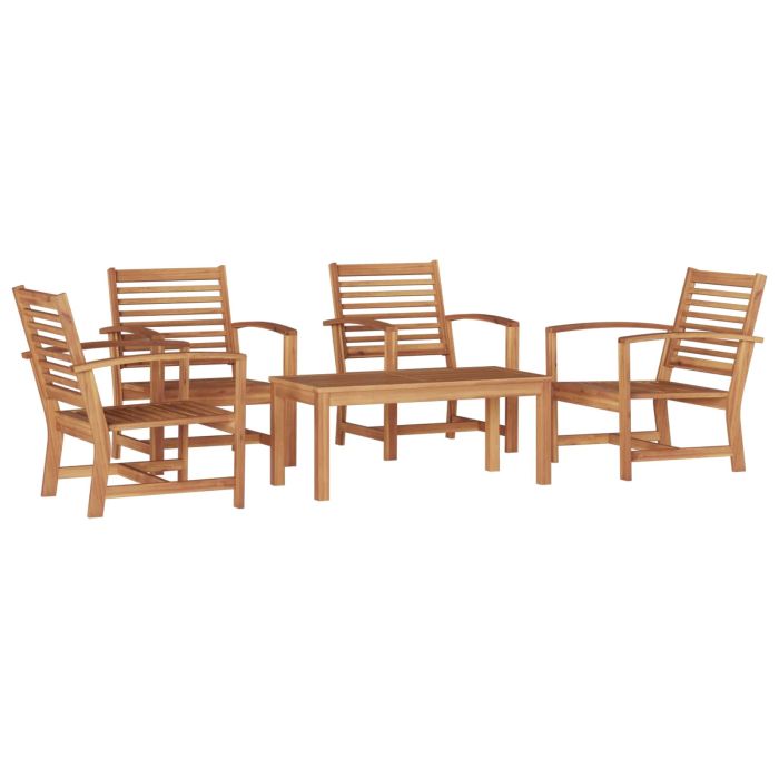 ERMFORD Garden Sofa Set 5 pcs Solid Teak Wood - Natural