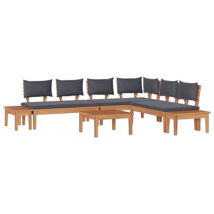 ERMFORD Garden Sofa Set 3 pcs and Grey - Brown