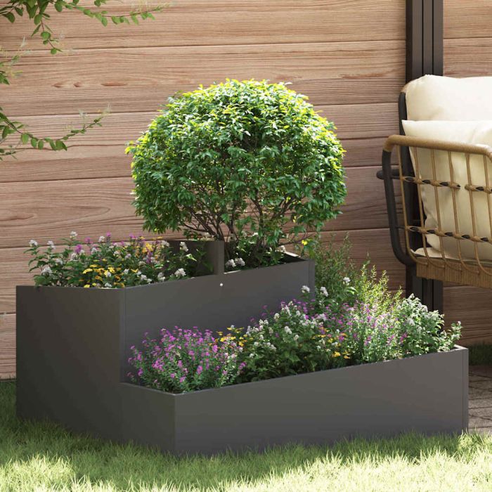 DASCOVE Garden Planter 80x80x50 cm Cold-rolled Steel - Black
