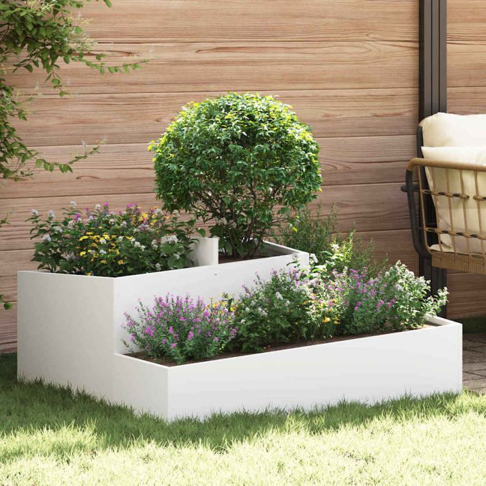 DASCOVE Garden Planter 100x100x50 cm Cold-rolled Steel - White