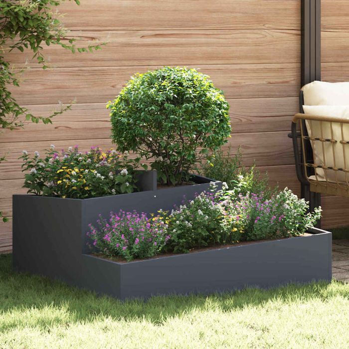 DASCOVE Garden Planter Anthracite 100x100x50 cm Cold-rolled Steel