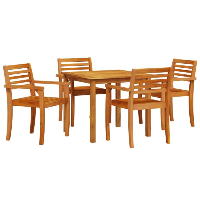 VOBURY Garden Dining Set 5 pcs Solid Acacia Wood - Brown