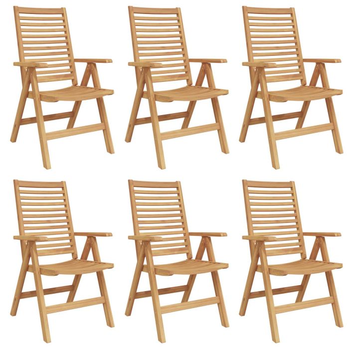 ERAHAL Garden Chair 6 pcs 52x64.5x108 cm Solid teak Wood - Brown