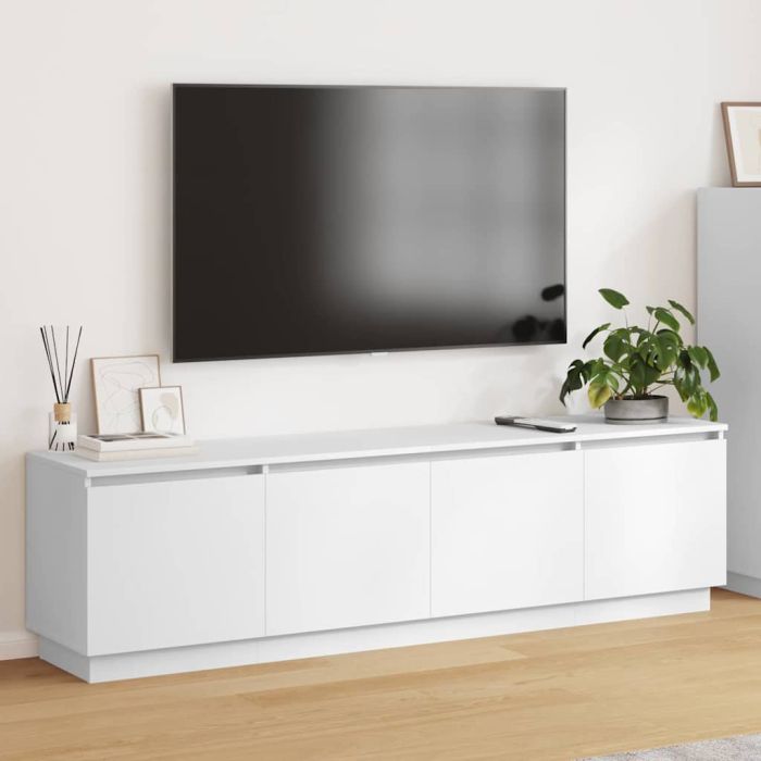 TV cabinet with LED White 180x38x49 cm Engineered Wood