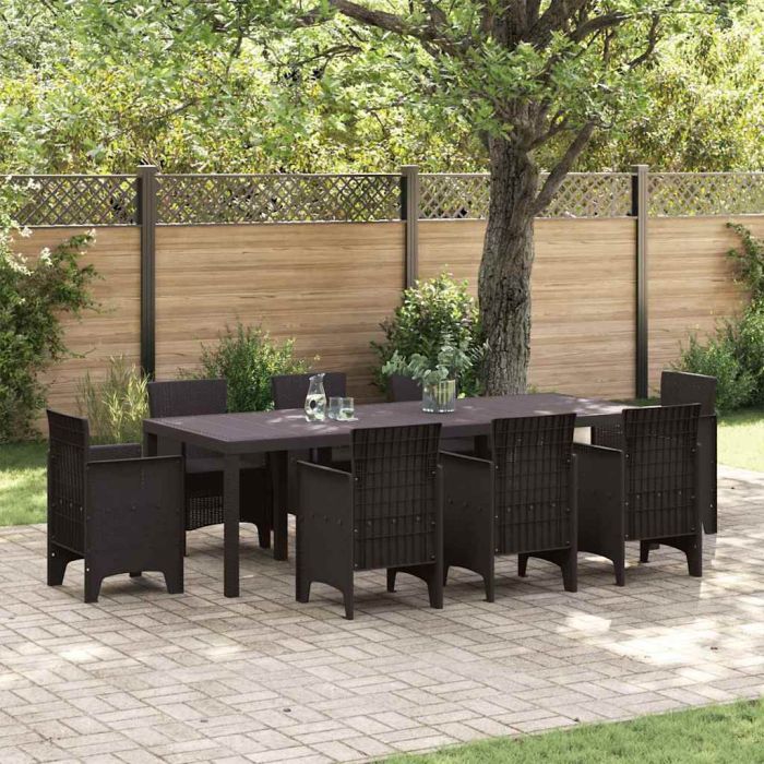 TARIDG Garden Dining Table 250x100x73 cm Poly Rattan - Brown