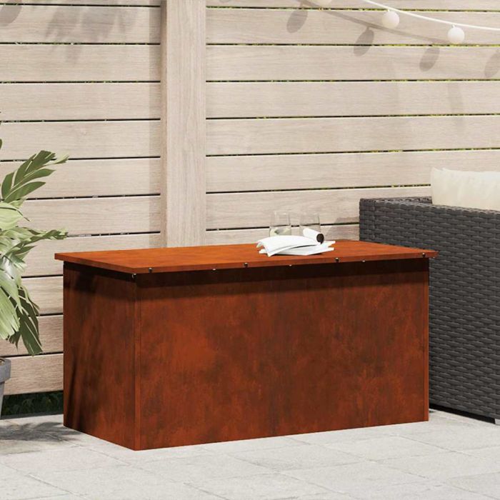 PERCOVE Outdoor Storage Box Rusty 100x50.5x50 cm Steel