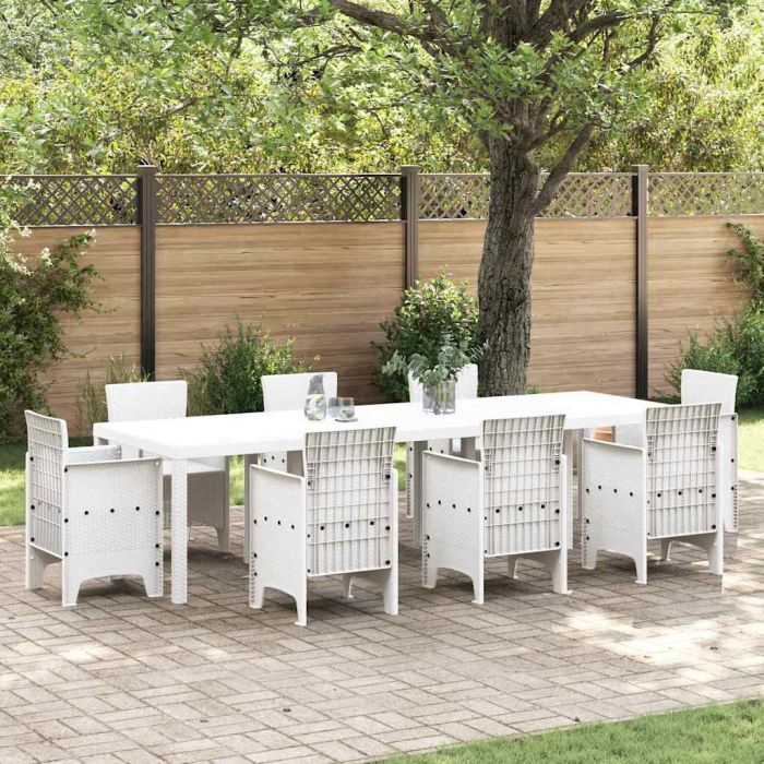 ORHEAT Garden Dining Table 300x100x73 cm Poly Rattan - White