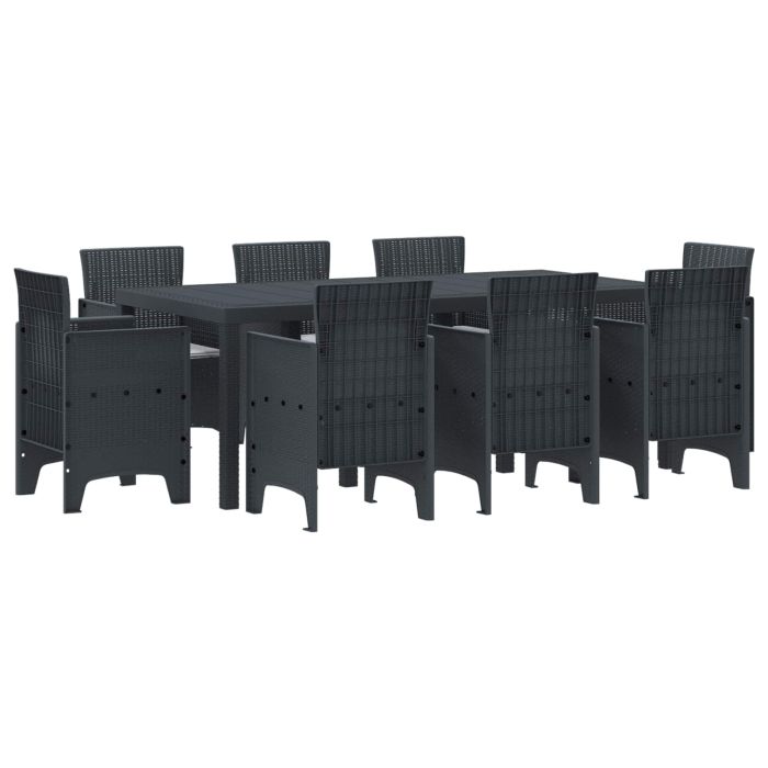 ORHEAT Garden Dining Set 9 pcs Anthracite Polypropylene