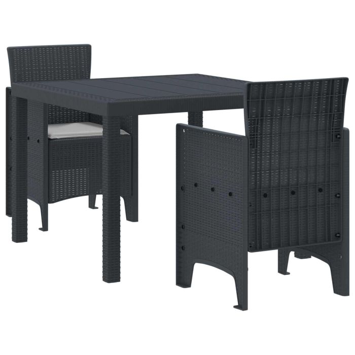 ORHEAT Garden Dining Set 3 pcs Anthracite Polypropylene