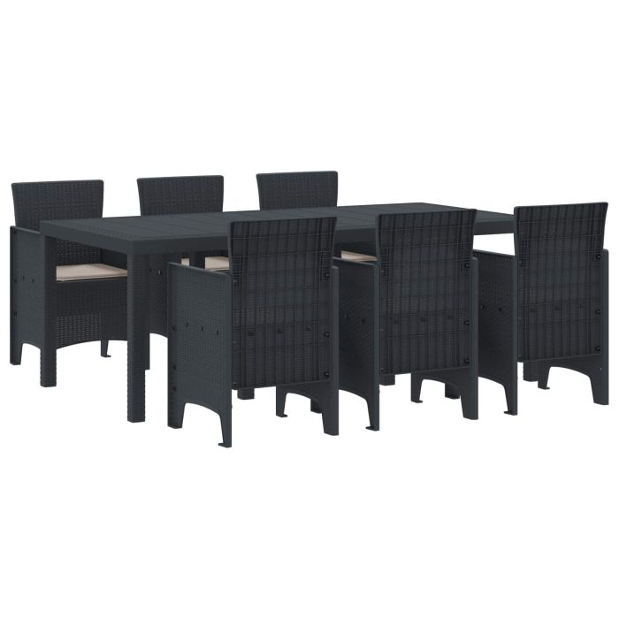 ORHEAT Garden Dining Set 7 pcs Anthracite Polypropylene